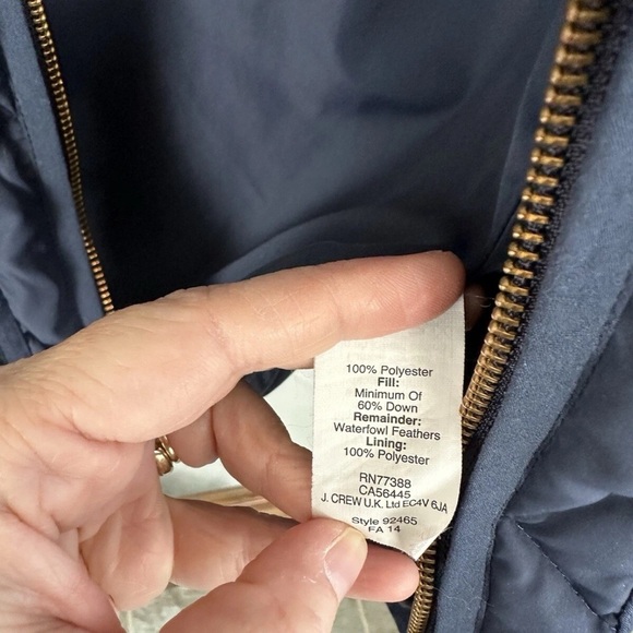 J. Crew Navy Blue Quilted Down Puffer Vest Women’s Sz XXS Full Zip EUC Excursion - Picture 5 of 8